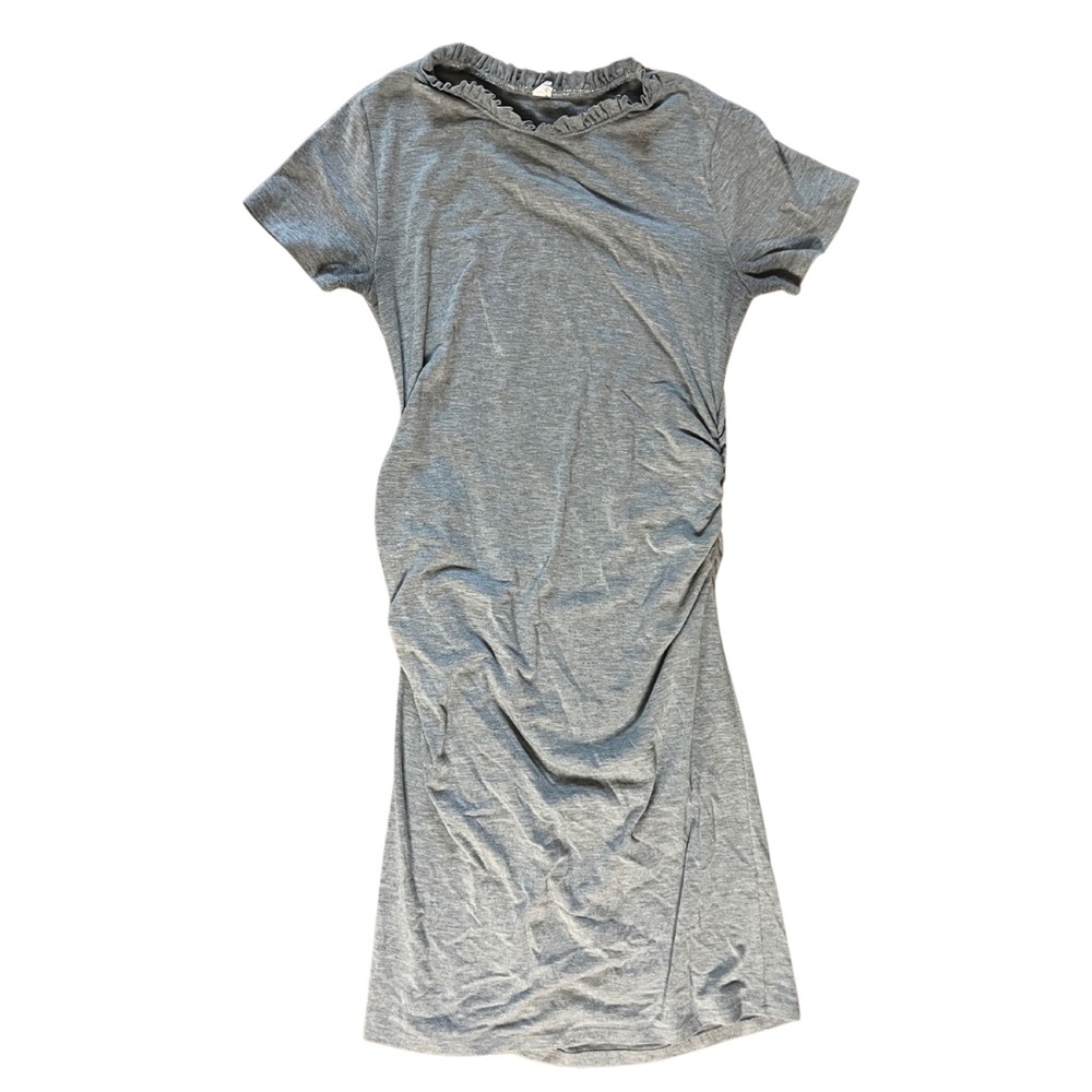 Pinkblush maternity Gray Short Sleeve Dress ribbed mock neck